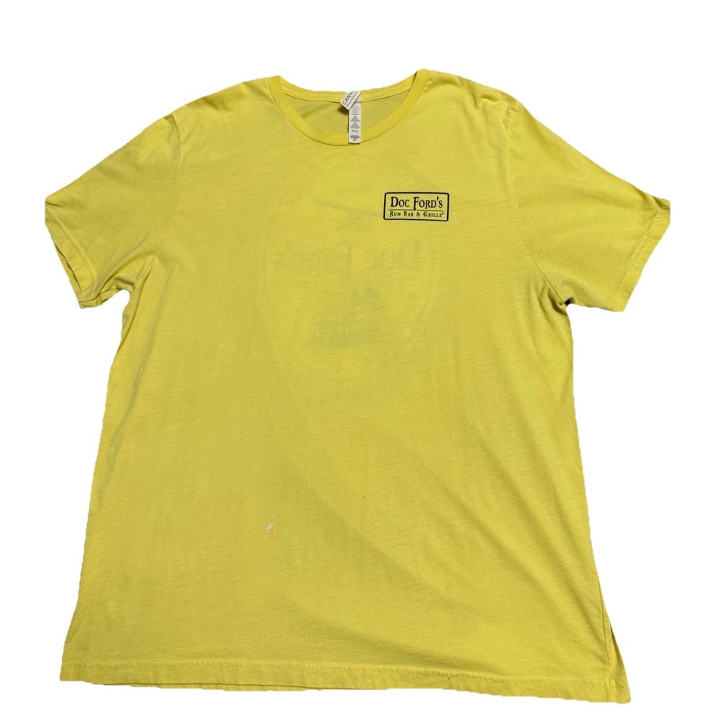 Doc Ford's Rum Bar & Grille T-Shirt Yellow Double Sided 2XL Paint Mark